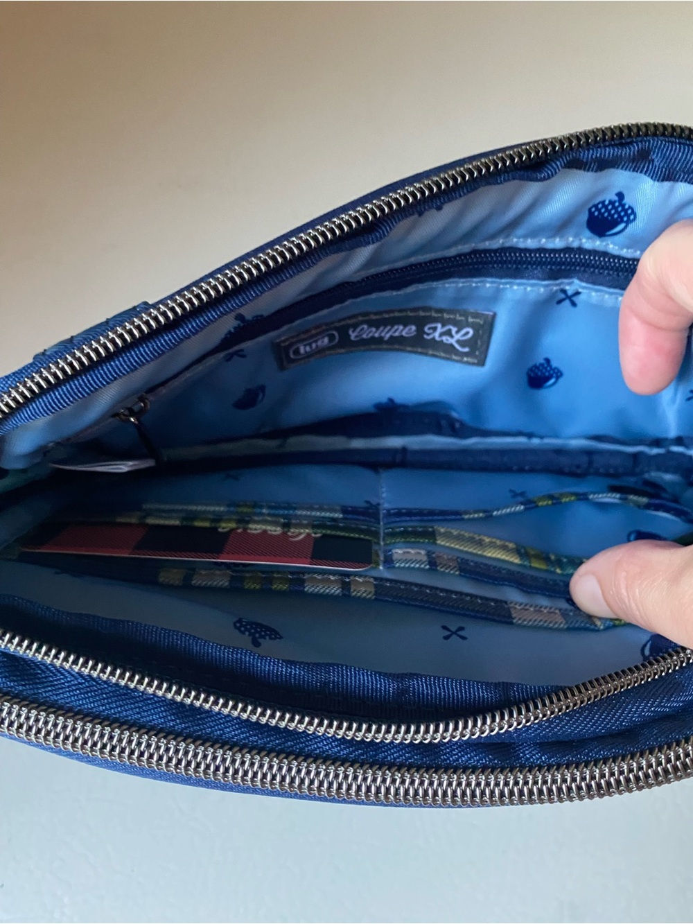 Lug Coupe XL Crossbody Bag Tempo Plaid Blue New - Picture 10 of 15